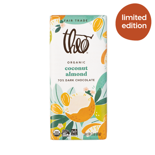 Theo Chocolate Coconut Almond 70% Dark Chocolate bar Theo Chocolate Coconut Almond 70% Dark Chocolate bar