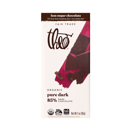 Theo Pure 85% Dark Chocolate Bar, 3 oz